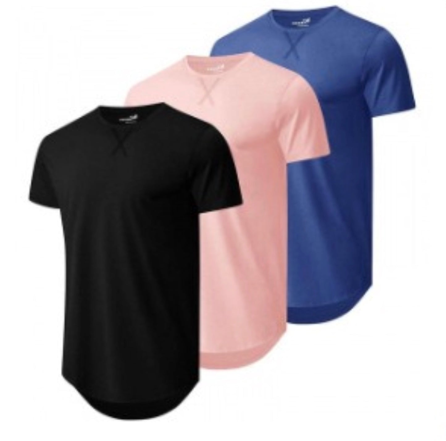 Vellano Hipster Curve-Hem Longline Tee| Slim Fit Crewneck