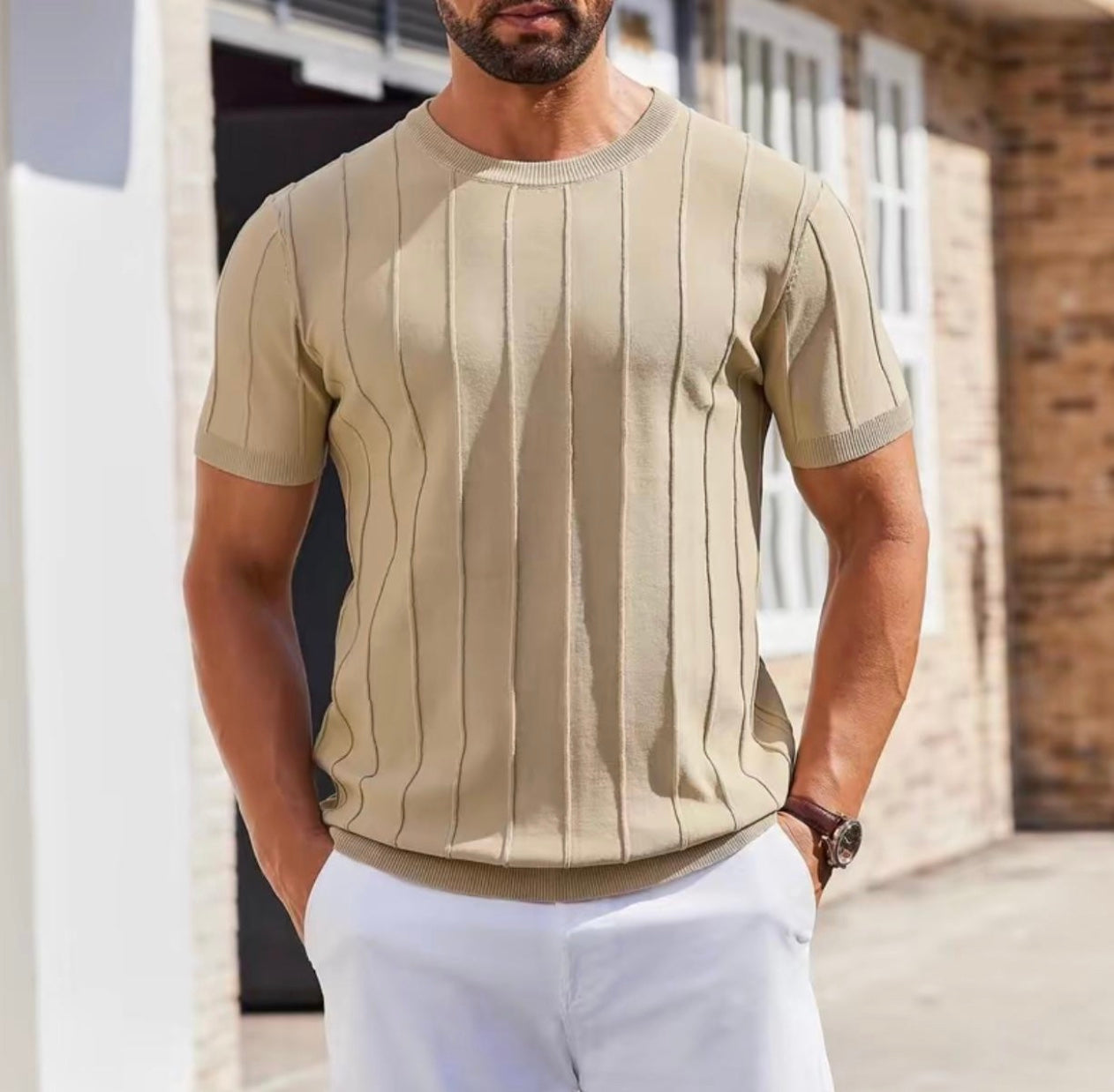 Elegance - Short Sleeve Knitted Shirt.
