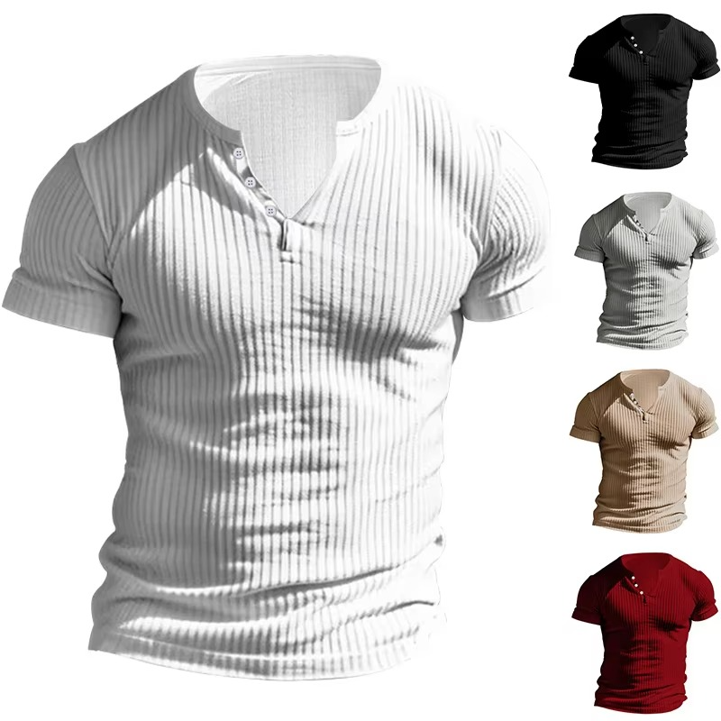 Camiseta Henley de corte entallado para hombre