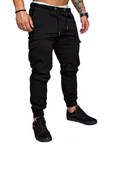 Men Summer Slim Cargo Pants Lace Up