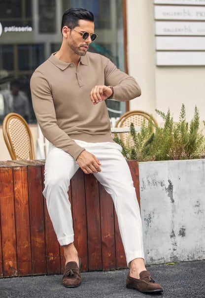 Men's Long Sleeve Knit Polo