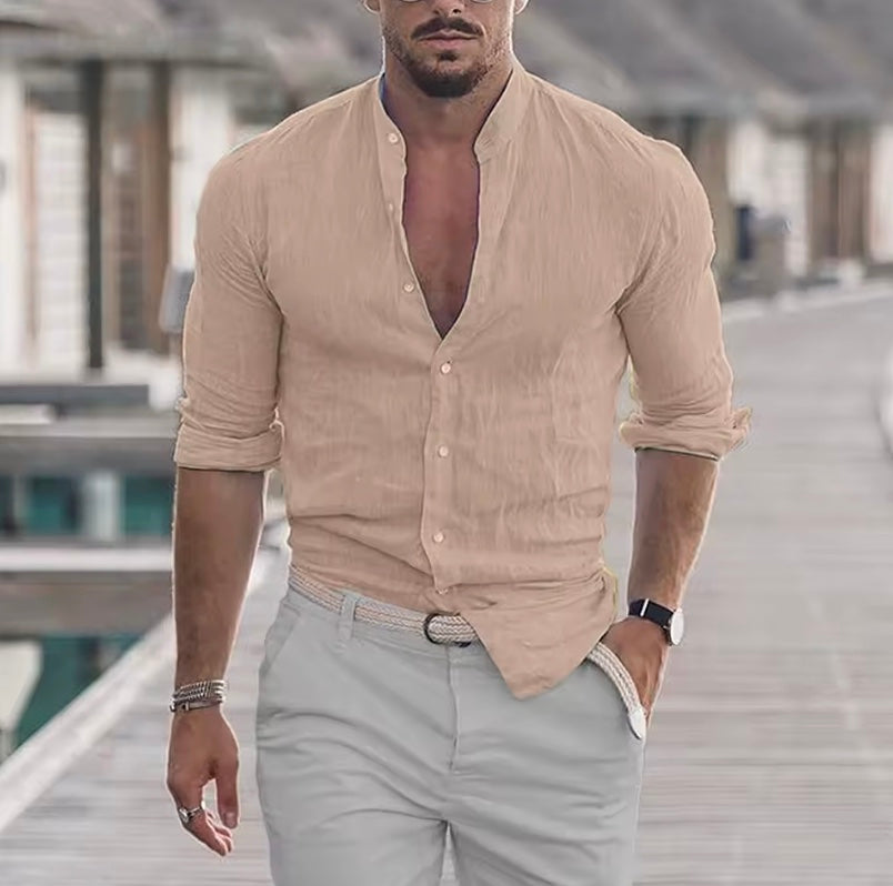Men's Linen Beach Shirt | Casual Button Down | Resort Vacation Summer Top