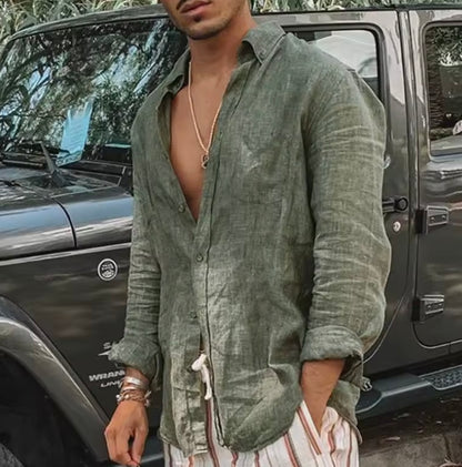Sun-Kissed Relaxed Fit Linen Shirt for Men