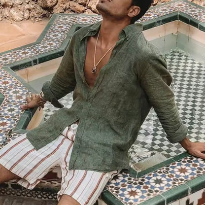 Sun-Kissed Relaxed Fit Linen Shirt for Men