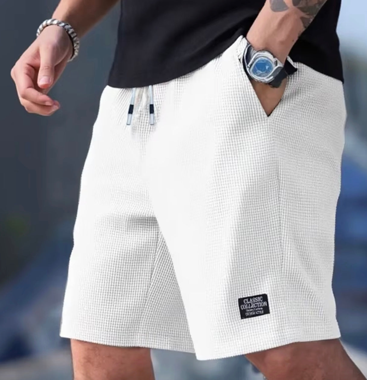 Men's Waffle Knit Shorts – Relaxed Fit for Everyday & Summer Wear