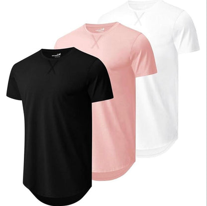 Vellano Hipster Curve-Hem Longline Tee| Slim Fit Crewneck