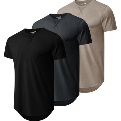 Vellano Hipster Curve-Hem Longline Tee| Slim Fit Crewneck