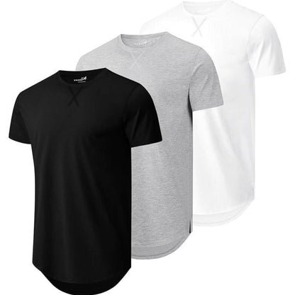 Vellano Hipster Curve-Hem Longline Tee| Slim Fit Crewneck