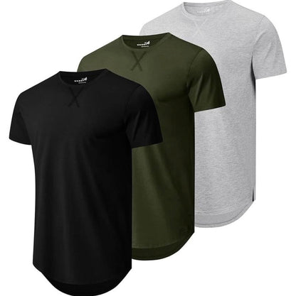 Vellano Hipster Curve-Hem Longline Tee| Slim Fit Crewneck