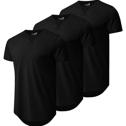 Vellano Hipster Curve-Hem Longline Tee| Slim Fit Crewneck