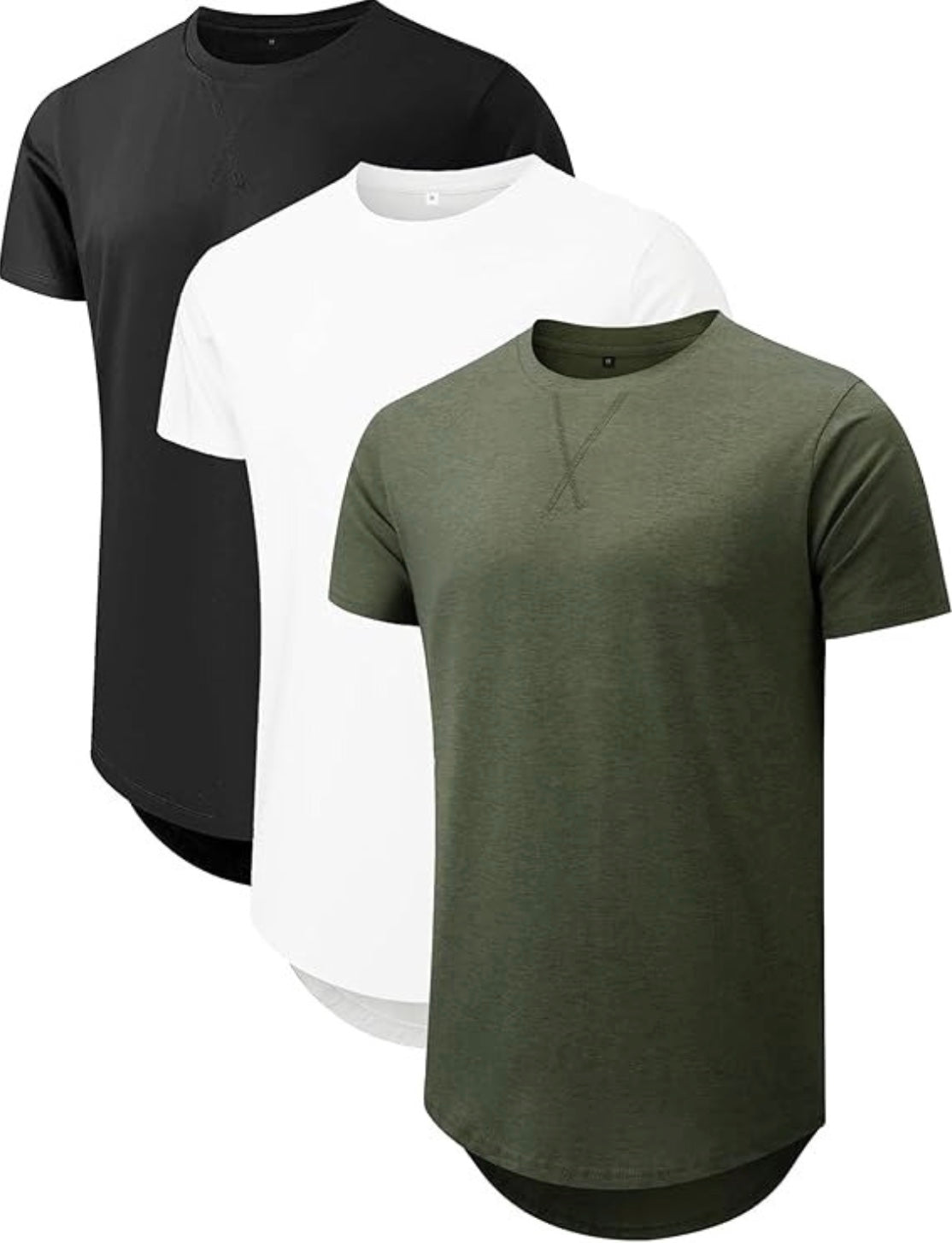 Vellano Hipster Curve-Hem Longline Tee| Slim Fit Crewneck