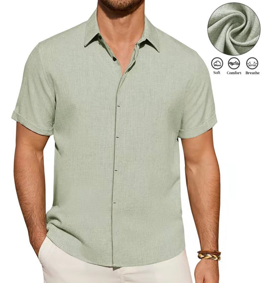 The Amalfi — Men's Linen Short Sleeve Button-Up Shirt | European Summer
