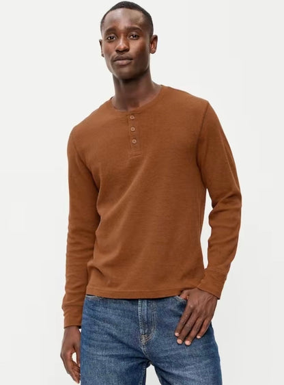 Aura Waffle Henley Sleeve
