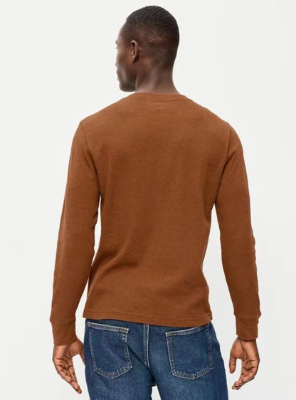 Aura Waffle Henley Sleeve