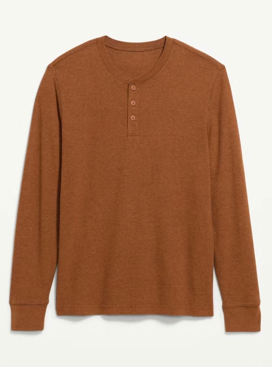 Aura Waffle Henley Sleeve