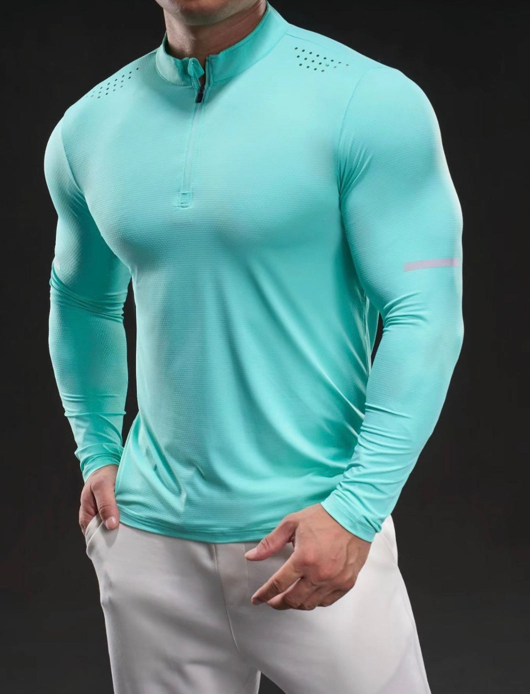 Camiseta de compresión Huracan de manga larga con media cremallera