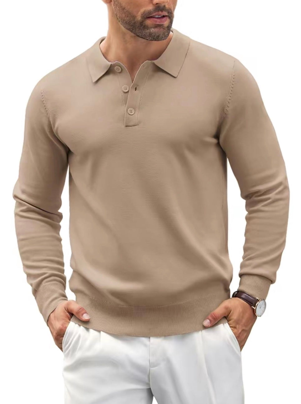 Men's Long Sleeve Knit Polo