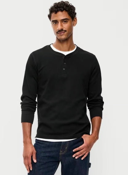 Aura Waffle Henley Sleeve