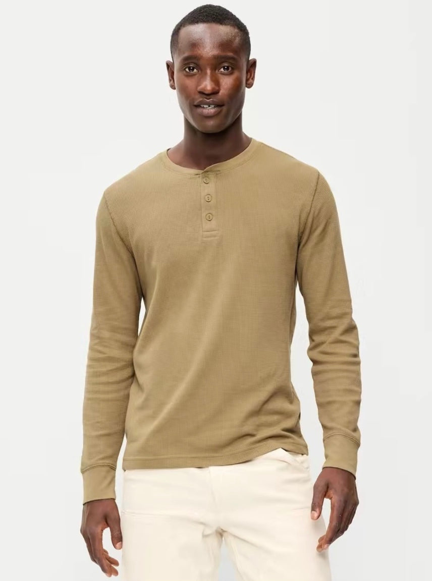 Aura Waffle Henley Sleeve