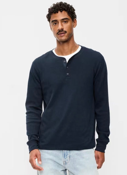 Aura Waffle Henley Sleeve