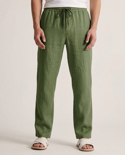 100% American Linen Pants | Lightweight Pleated Trousers