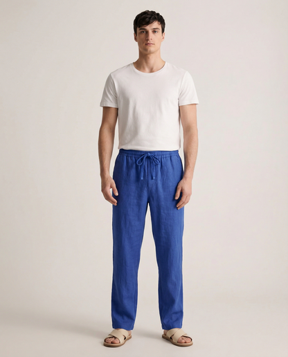 100% American Linen Pants | Lightweight Pleated Trousers