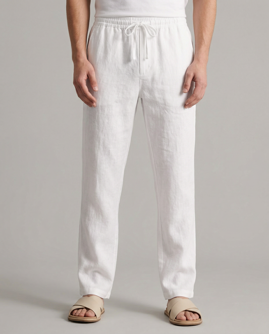 100% American Linen Pants | Lightweight Pleated Trousers