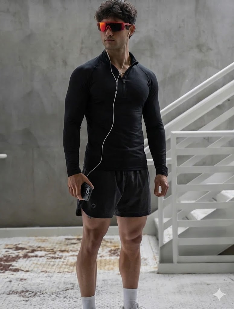 Camiseta de compresión Huracan de manga larga con media cremallera