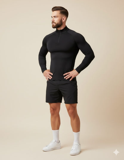 Camiseta de compresión Huracan de manga larga con media cremallera